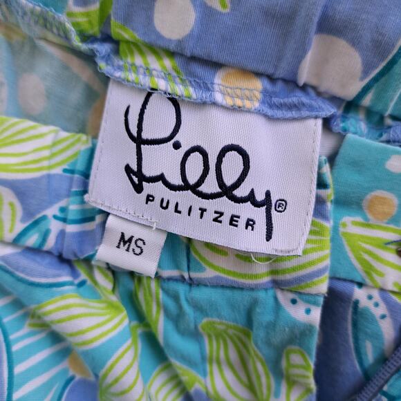 Lilly Pulitzer White Label Maternity Crop Pants Sweet Blue Crabby Size Small - Picture 3 of 9